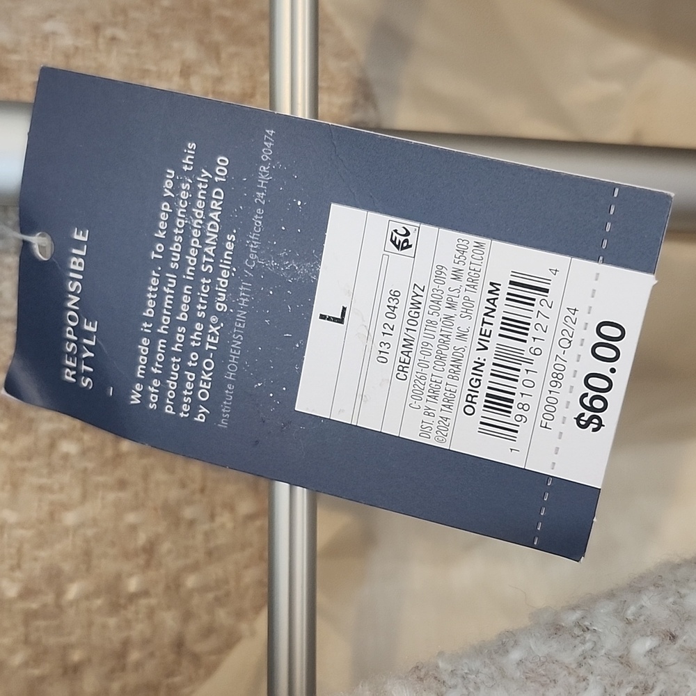 Universal Thread Cream Double-Breasted Coat, Large - Picture 2 of 9